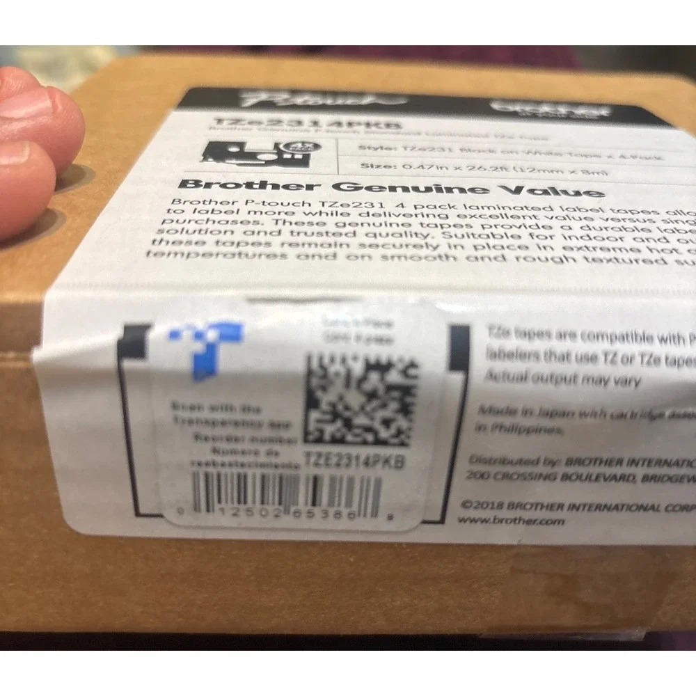 Brother P-Touch TZE2314PKB TZe Labeling Tape - Black on White (4/Pack)‎ New orig
